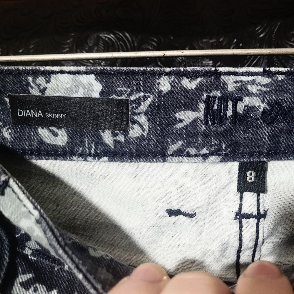 KUT From The Cloth Grey Floral Diana Skinny Jeans Size 8 - Picture 3 of 7